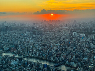 Sunset Over The Tokyo City Japan