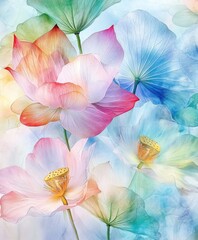 Radiant Lotus Blossoms: A Colorful Floral Masterpiece