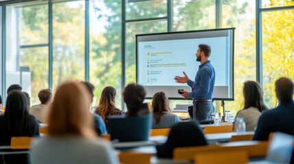 Obraz premium Professional Presentation in a Modern Conference Room Setting