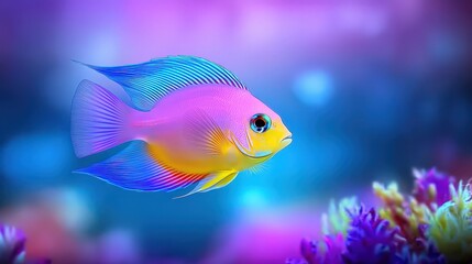 Vibrant Tropical Fish  Aquatic Life  Colorful  Underwater Scene  Pink  Blue  Yellow  Fin