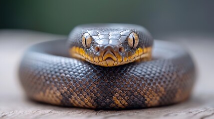 Fototapeta premium Close up of a Coiled Black headed Python Reptile Snake Wildlife Nature Animal Wild A