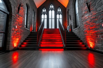 A dark birthday celebration in a gothic hall with ornate decorations, flickering chandeliers, and a mysterious atmosphere