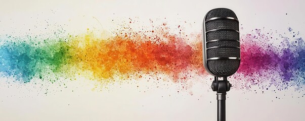 Voice Expression Concept, Microphone with colorful sound wave design