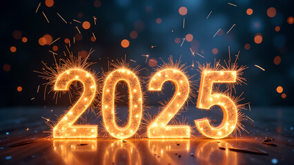 2025 New Year Sparkler Celebration. Concept of future, hope, and new beginnings.