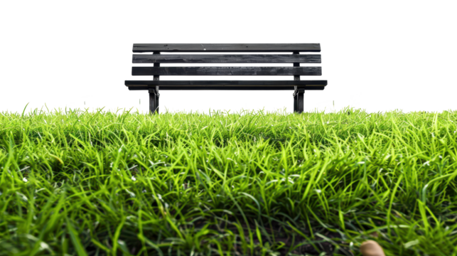 Serene Park Bench: A Moment of Tranquility in Lush Green Grass
