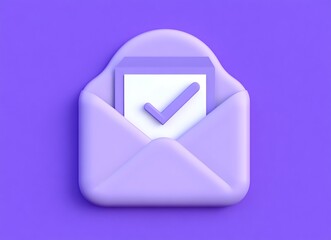 Vibrant 3D Illustration of Mail and Checkmark Concept
