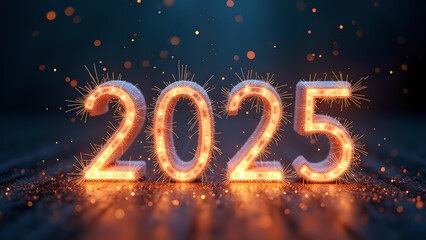 2025 New Year Celebration with Sparkling Lights. Concept of future, hope, and new beginnings.