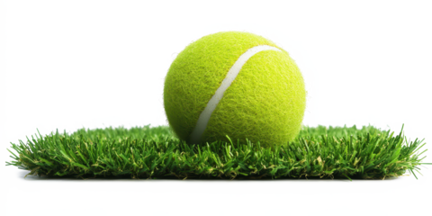 Close-up of a Tennis Ball on Green Grass