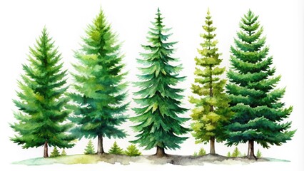 Obraz premium Watercolor Illustration of Abies Balsamea Tree on White Background - Nature Art, Botanical Illustration, Fine Art Print, Home Decor, Greenery, Christmas Tree, Digital Art, Aesthetic Design