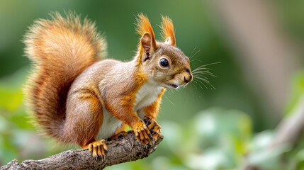 Obraz premium Agile Red Squirrel on Branch Wildlife Nature Photography