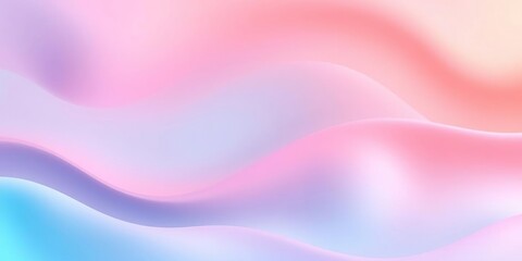 Fototapeta premium Soft pastel hues blended with vibrant shades of coral and turquoise create a dreamy wavy gradient background, oceanic vibes, pastel colors, serene scenery