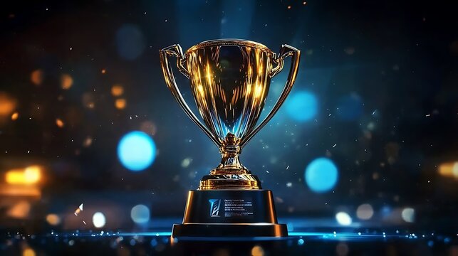 A stunning golden trophy stands out against a blurred backdrop.