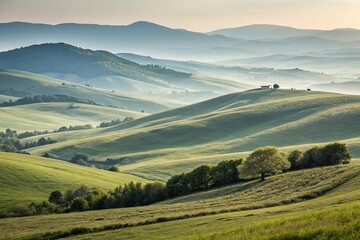 Soothing abstract background with rounded hills and gentle slopes, serene landscape, dreamy scene, calming atmosphere
