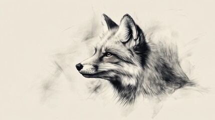Naklejka premium Artistic Sketch of a Foxes Head in Profile