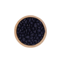 Black beans isolated on white background. Close-up top view (Urad beans, Black beans, Mung beans). Dried vegetable seeds.