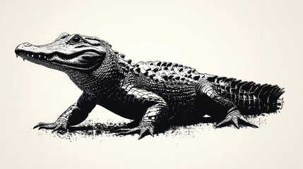 Obraz premium Young Alligator Resting On The Ground