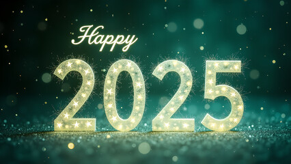Happy New Year 2025 with Sparkling Lights. Concept of celebration, hope, and new beginnings.