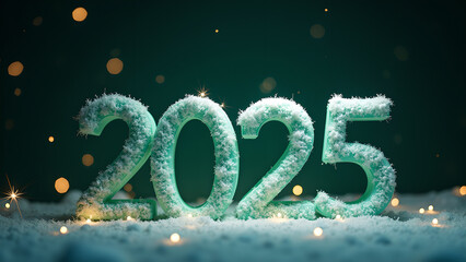2025 New Year Snowy Number. Concept of winter holidays, celebration, and future.