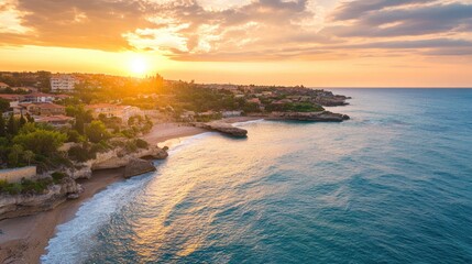 Fototapeta premium Ocean wave and sunset view