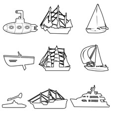 set of icons of ship