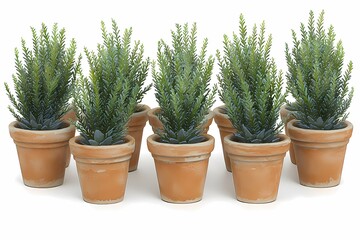 Fototapeta premium Decorative Green Plants in Clay Pots for Home or Office Styling