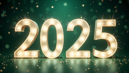 2025 New Year Celebration with Sparkling Lights. Concept of future, hope, and new beginnings.