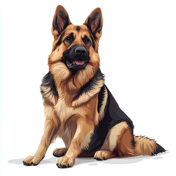 recommend clip art: German shepherd dog clipart, full-body, white background