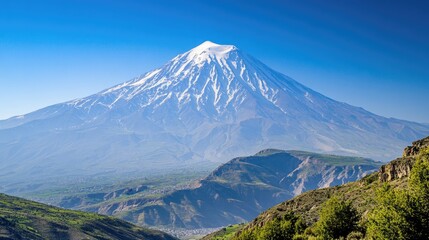 The highest mountain, clear sky view.