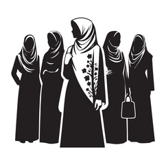 hijab style standing vector illustration design silhouette 