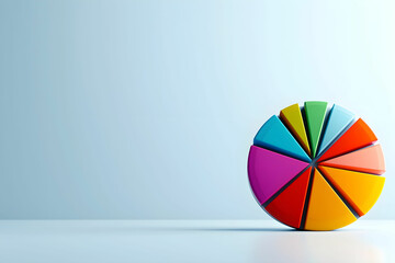 Obraz premium Colorful Pie Chart Representing Data Segmentation on a Minimalist Background Ideal for Business Analytics, Marketing Presentations, and Financial Reports