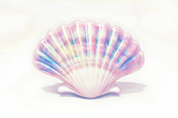 Elegant Iridescent Shell with Soft Colors Perfect for Coastal Themes, Beach Decor, and Natural Beauty in Photography Projects, Artworks, and Crafts