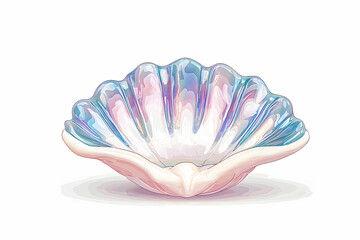 Fototapeta premium Shimmering Seashell with Iridescent Hues Perfect for Marine-themed Designs, Illustrations, and Coastal Decor, Capturing Ocean's Beauty with Elegant Patterns