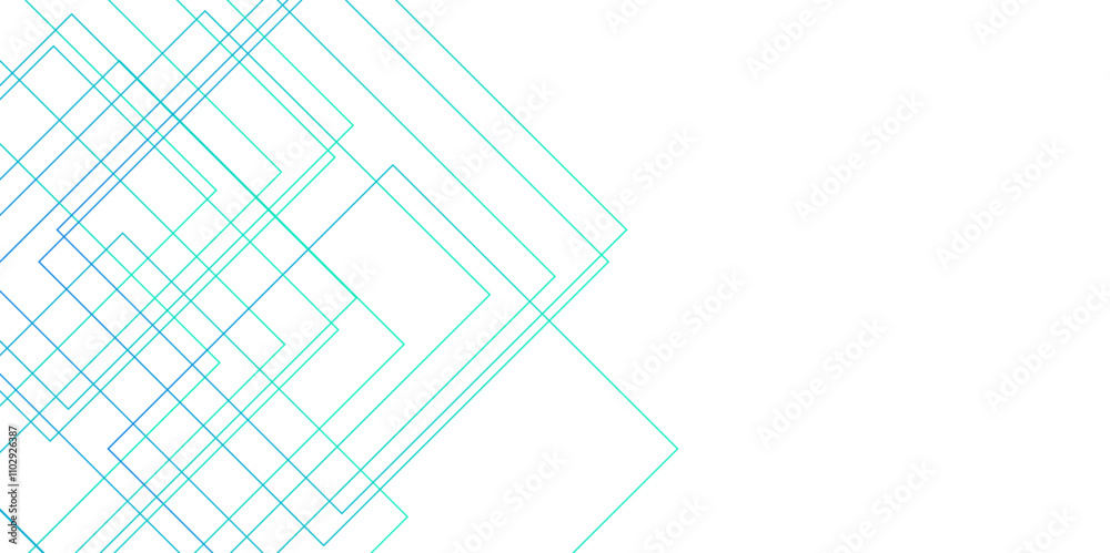 Fototapete  Light Ornament Technology Vector Panoramic. Isometric squares & Geometric lines. banner design, illustration technology with line pattern. Architecture design with seamless Minimalistic  design