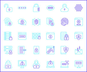 Set of Cyber Attack Icons line style.Contains such Icons as cyber security, bug, protection, virus, hacking, bug, antivirus, cyber lock, network, spam, spy And Other Elements.