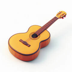Fototapeta premium Acoustic Guitar 3D Render: A detailed 3D rendering of a classic acoustic guitar, showcasing its intricate details and warm, natural wood tones. 