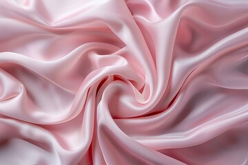 Fototapeta premium Elegant soft pink backdrop with a central smooth, flowing fabric motif, displaying graceful, fluid drapes and a calm, refined aesthetic