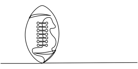 One continuous line drawing American football ball. sport ball concept, Continuous one line drawing of Rugby ball. Modern continuous line draw design graphic vector illustration.