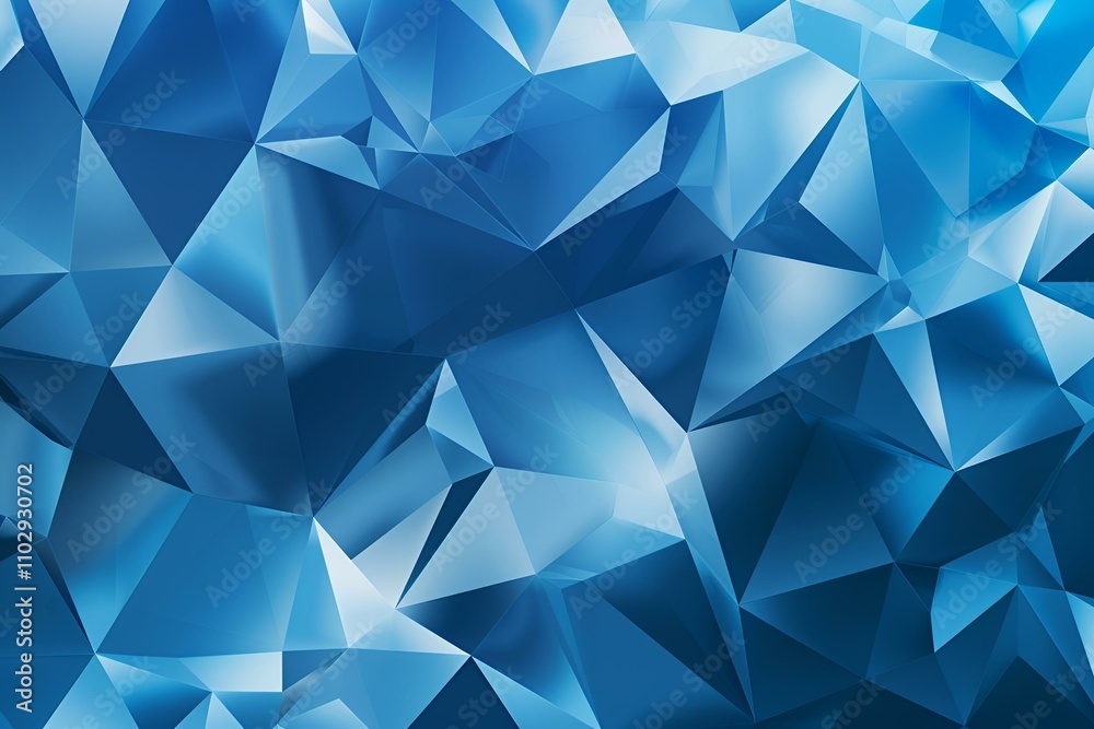 Sticker sharp, geometric polygonal background in various shades of blue, featuring angular facets and subtle