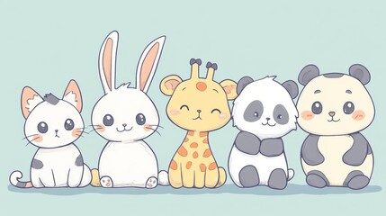 Set of funny cartoon animals