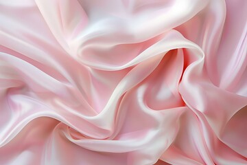 Obraz premium Soft pink background featuring a central design of smooth, flowing fabric with gentle, elegant folds, creating a serene and delicate visual effect