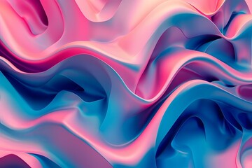 Obraz premium Vibrant illustration of a colorful abstract background featuring wavy surfaces in pink and blue tones, creating a dynamic and visually engaging effect