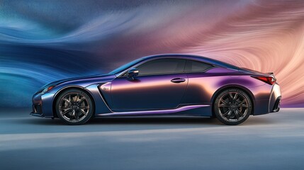 A sleek, modern sports car showcased against a vibrant, abstract background.