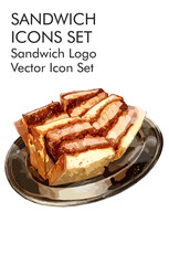 Beef Sandwich logo vector icon set 