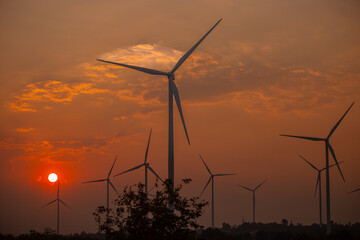 Wind farm power renewable turbine windmill. electricity sustainable energy green environment landscape.