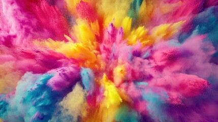Fototapeta premium A vibrant explosion of colorful powders creating a dynamic, artistic display.