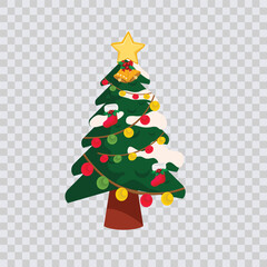 christmas background decorated fir tree icon classical design