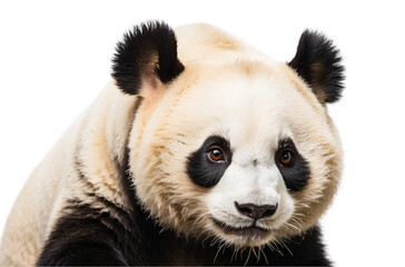 Naklejka premium A close-up of a giant panda, showcasing its distinctive black and white fur and expressive eyes.