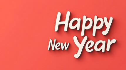 A festive greeting for New Year, featuring playful typography on a bright red background, conveying joy and celebration.
