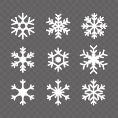 decorative snowflakes icons flat symmetrical shapes sketch