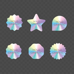 hologram stickers iridescent labels templates shiny light effect